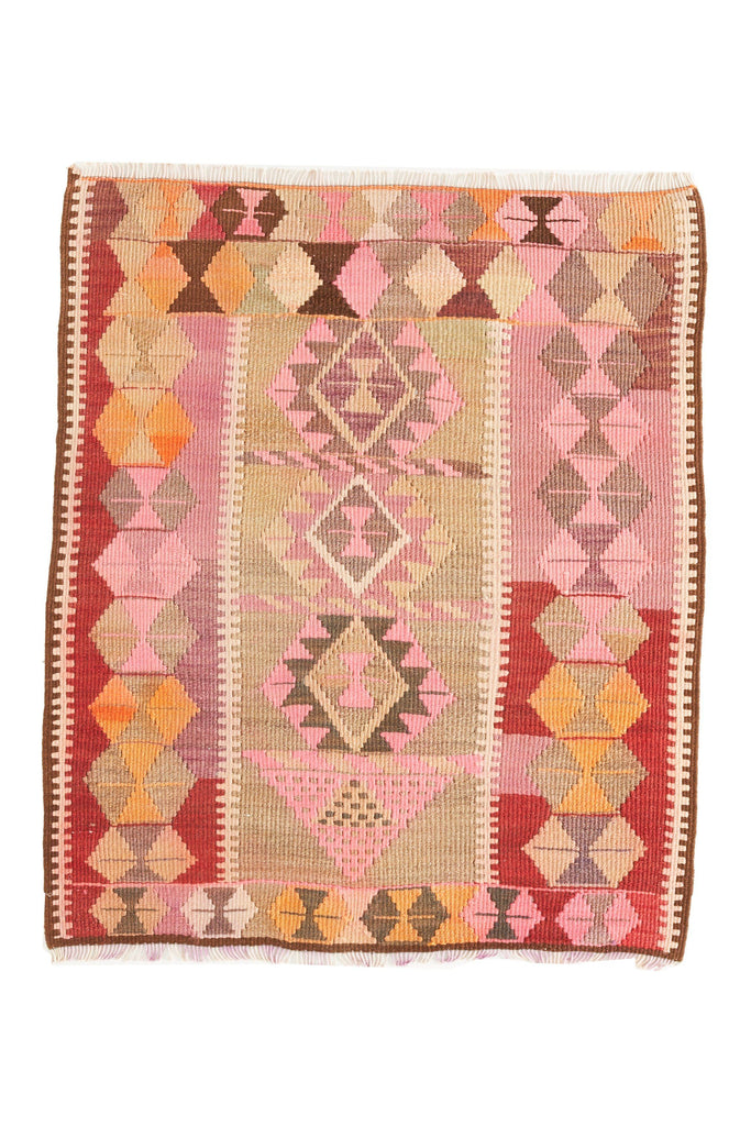 'Ollie' - Small Turkish Vintage Kilim- 2'8.5'' x 3'4'' - Canary Lane - Curated Textiles