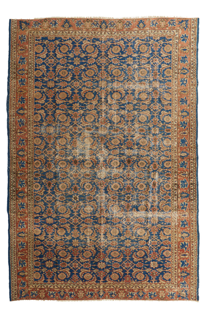 'Aquarius' Turkish Vintage Area Rug - 6'9" x 9'10" - Canary Lane - Curated Textiles