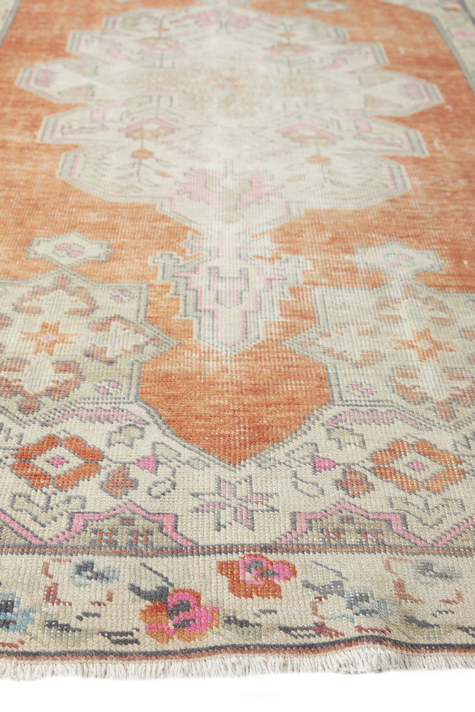 ‘Whimsical’ Vintage Turkish Oushak Rug - 4'8" x 7'8" - Canary Lane - Curated Textiles
