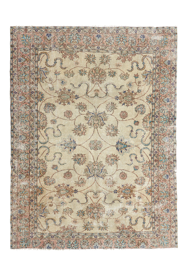 'Libra' Turkish Vintage Area Rug - 6'8" x 8'11" - Canary Lane - Curated Textiles