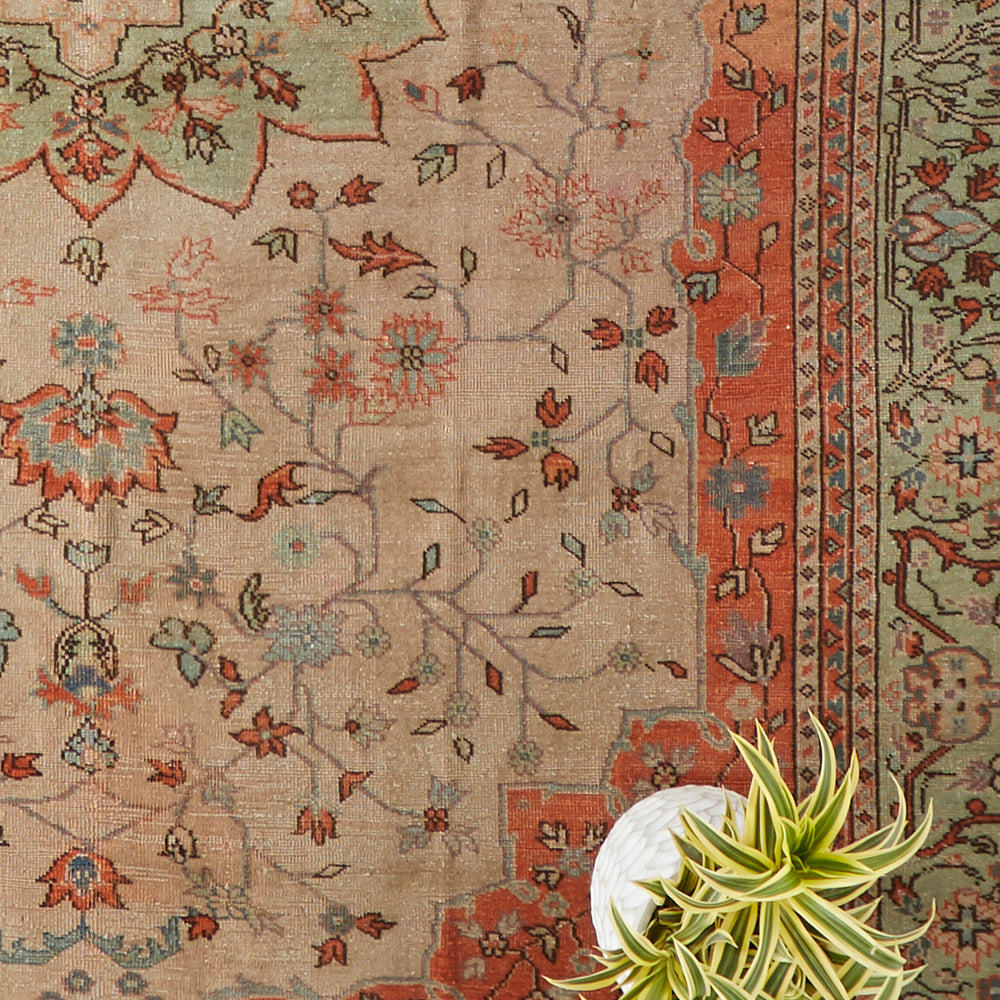
                  
                    'Chrysanthemum' Vintage Persian Rug - 6'5" x 8'8" - Canary Lane - Curated Textiles
                  
                