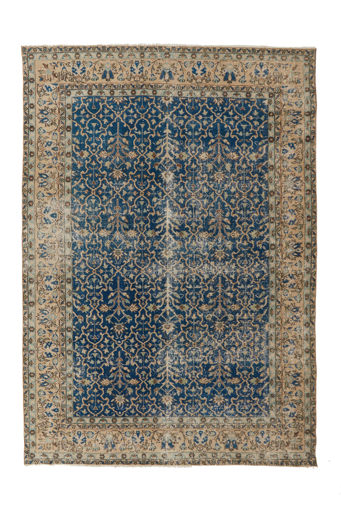'Pisces' Turkish Vintage Area Rug - 6'11" x 10' - Canary Lane - Curated Textiles