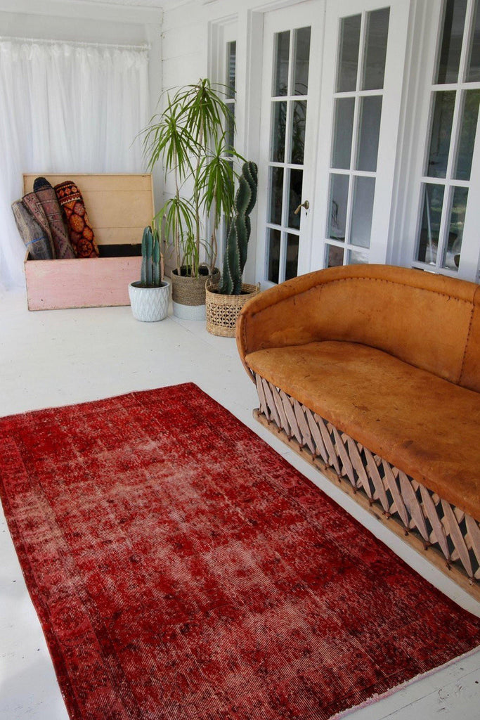 'Rioja' Overdye Turkish Area Vintage Rug - 3'9" x 6'10" - Canary Lane - Curated Textiles